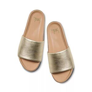 Beek Pelican Platform Leather Sandals Gold Platinum Size 8 NWT Anthropologie